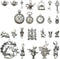 40 PCS Alice in Wonderland Fairy Charms Collection - Antique Alice Rabbit Steampunk Skeleton Keys Pendants Jewelry Findings (Silver HK6)...