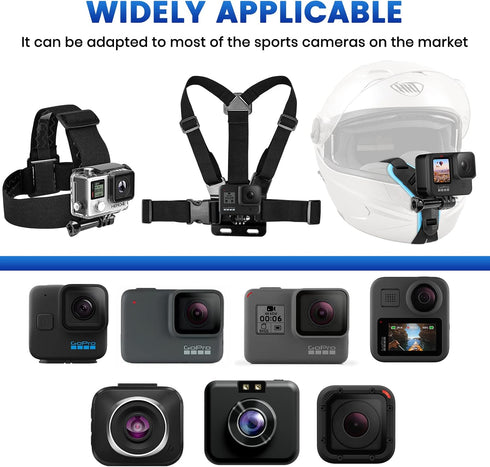 Head Strap Mount Chest Mount Harness for gopro Hero 11,10,9,8,7 Action Camera Motorcycle Helmet Chin Strap Mount Set for gopro Accessories Kit...