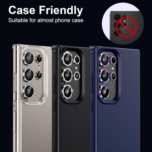 WSKEN for Samsung Galaxy S24 Ultra Camera Lens Protector, Ultra Thin Scratch Resistant 9H Tempered Glass with Aluminum Metal Circle Camera Screen ...