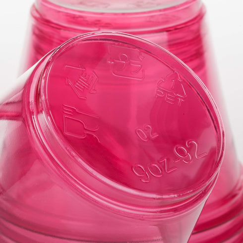 Golden Apple, 9oz-50sets Pink Red Plastic Cups with Clear Flat no Hole lids…...