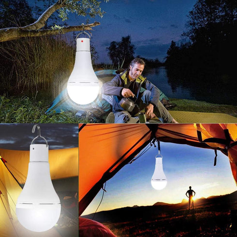 Solar Light Bulb Outdoor Rechargeable 300LM Solar Powered Light Led Bulb with Remote Timer, Lighting Sensor, 4 Lighting Mode for Chicken Coops She...