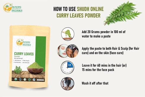 100% Natural Grown Dried Curry Leaves Powder 150gms / 5.3 oz | Promotes Hair Growth Formulation | Strong Hair | Hair Volume | Thicker Hair...