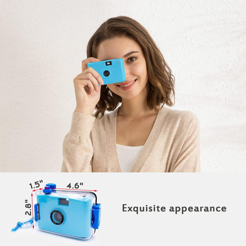 35mm Reloadable Waterproof Film Camera for Snorkeling, Manual Exposure, Without Film (Blue)...
