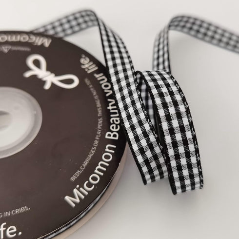Buffalo Check Ribbon Black and White Gingham Ribbon 25 Yards for Crafts (3/8", Black)...