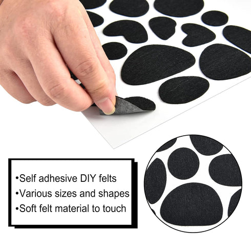 Coopay 24 Sheets Black Adhesive Felt Circles Felt Pads Spotty Dog Style 576 Pieces Irregular Shape Dots Felt for Halloween DIY Sewing Projects Cos...
