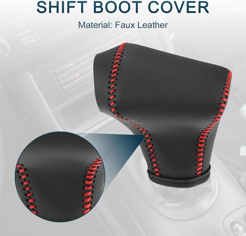 Gear Shift Knob Cover for Kia Rio 4 K2 Sportage Ql kx5 Optima K5 NIRO 2017 2018 2019 with Red Stitches Durable | Transmission Shifter Boot Lever C...