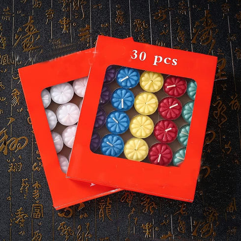 Tealight Candles,30 Pieces Handmade Delicate Flower Candles,Mini Candle Discs for Weddings,Anniversaries,Birthdays,Home Decoration,Spa,Relaxation...