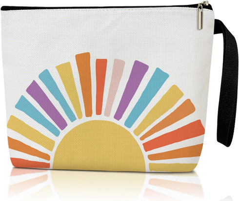 Floral Makeup Bag for Women, Sunshine Gift Makeup Toiletry Organizer Cute Makeup Pouch Canvas Cosmetic Bag Travel Essential Zipper Bag, Pencil Bag...
