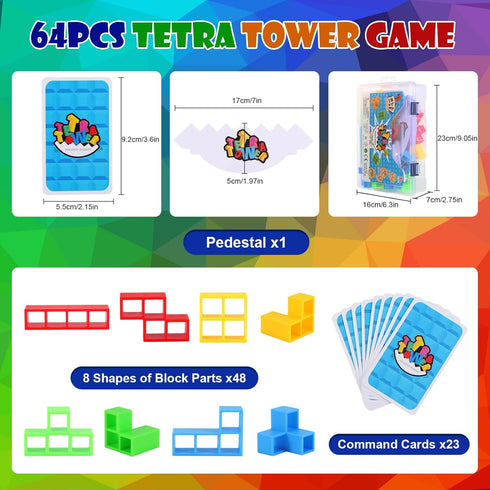 48 Pcs Tetra Tower Game, Building Balance Blocks Board Game, Team Tower Game for Kids & Adults, Family Game for 2+ Players, Board Game for Family ...
