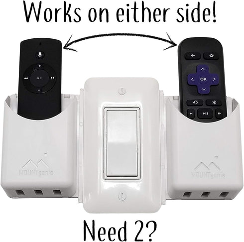 The No-Screwups Remote Control Holder by Mount Genie (White): Wall Mount with No Damaging Screws or Tape. Installs in seconds on any light switch....