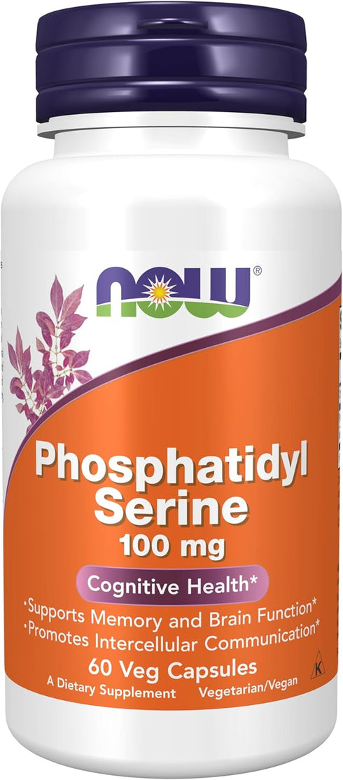 NOW Supplements, Phosphatidyl Serine 100 mg with Phospholipid compound derived from Soy Lecithin, 60 Veg Capsules...