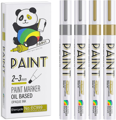 Etercycle Permanent Markers Paint Pens, Oil Based Quick Dry Paint Markers on Almost Anything, Gold Silver Paint Pen for Rock Painting, Metal, Fabr...