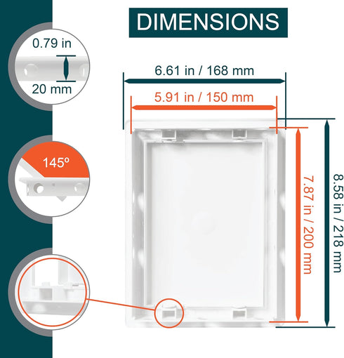 6" x 8" White Plastic Access Panel. Service Shaft Door Panel. Plumbing, Electricity, Heating, Alarm Wall Access Panel for Drywall. Bathroom Servic...