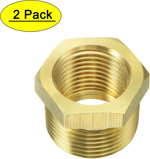 2 Pack 57480-1208 Brass Garden Hose Fitting, Pipe Adapter Connector, 3/4'' GHT Male * 1/2'' NPT Female Garden Hose Parts for Connectors Hose Conne...