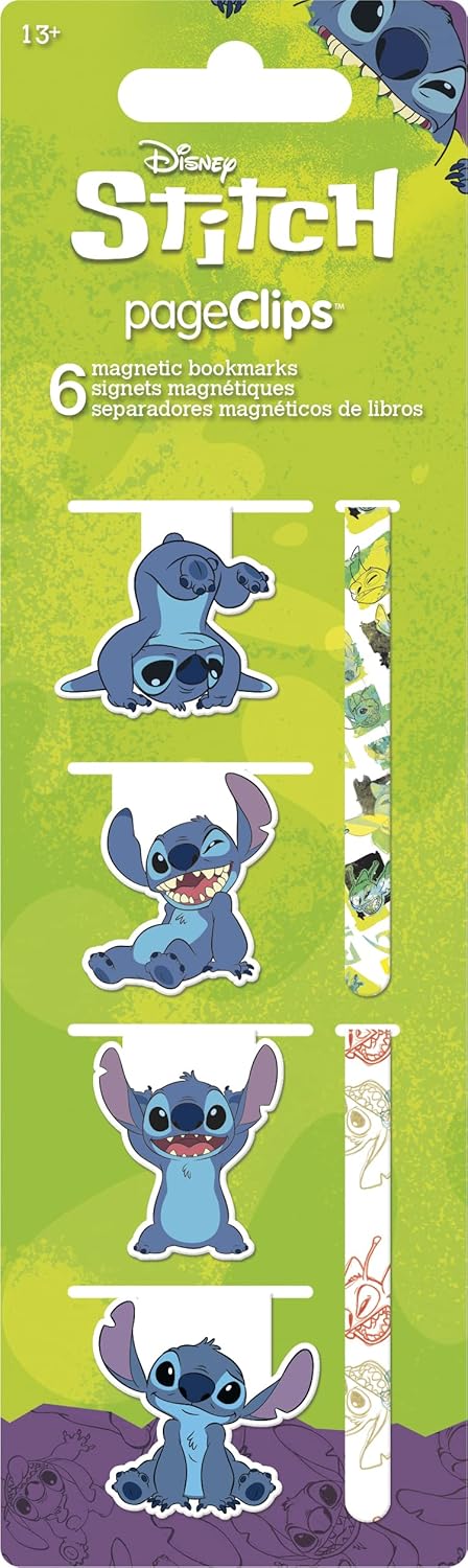 Antioch Disney Lilo & Stitch Magnetic Page Clips (6-Pack) Stationery, Multicolor, 2.95 x 8.66 x 0.6...