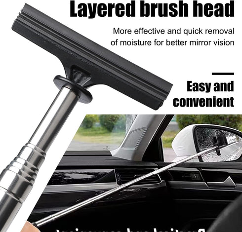 1PCS Rear-View Mirror Wiper - Squeegee Cleaning Tool Multipurpose 98cm/38.6inch Long HandleRetractable T-Plate Plate Rearview Mirror Wiper Dust Re...