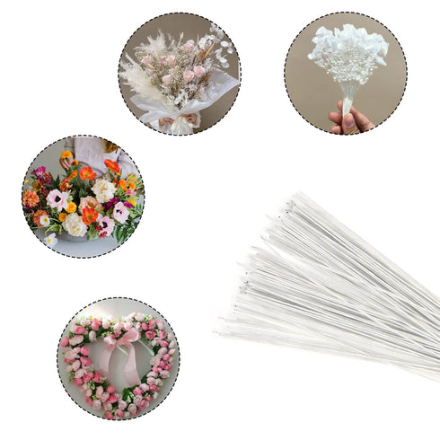 DECORA 18 Gauge White Floral Stem Wire 16 inch,50/Package...