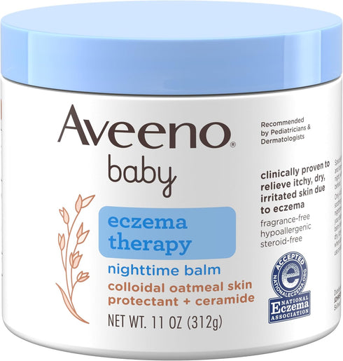 Aveeno Baby Eczema Therapy Nighttime Moisturizing Body Balm, Nourishing Skin Protectant Soothes & Relieves Dry, Itchy Skin from Eczema, Hypoallerg...