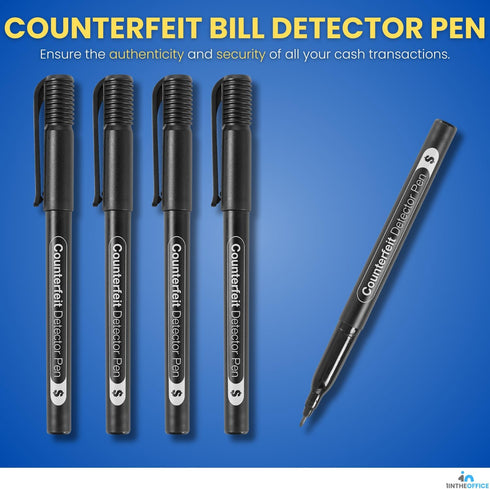 1InTheOffice Counterfeit Bill Detector Pen, Fake Money Marker Detector, (12 Pack) Counterfeit Pen...