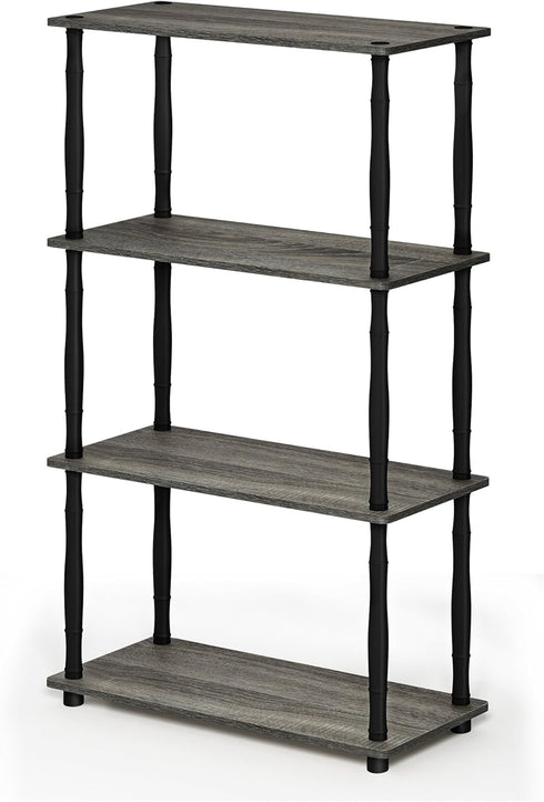 Furinno Turn-N-Tube 4-Tier Multipurpose Shelf Display Rack, Classic Tubes, French Oak Grey/Black...