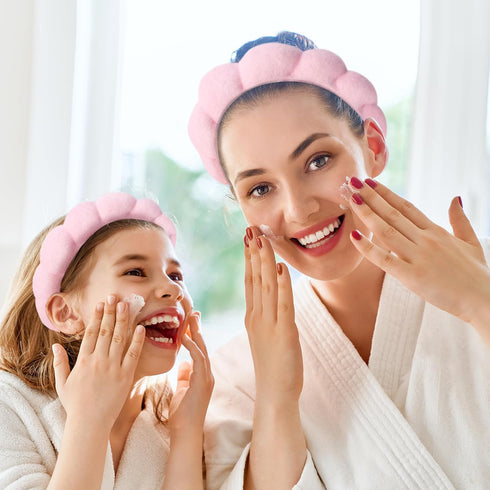 Spa Headbands for Washing Face or Facial, Set of 2 Skincare Headbands, Bubble Skincare Headbands Drunk Elephant Terry Cloth Puffy Headbands for Sh...