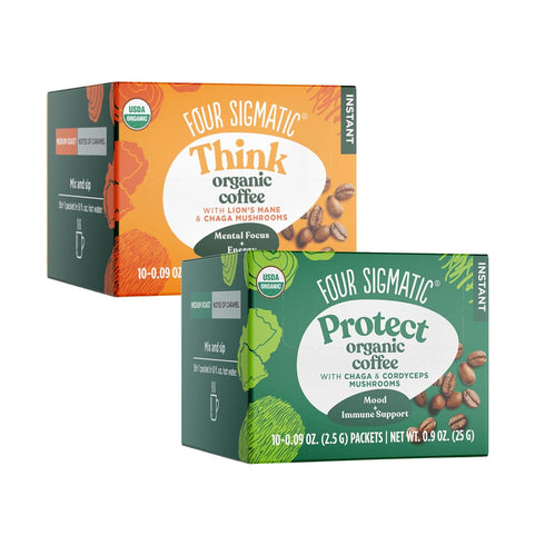 Four Sigmatic Mushroom Coffee Mix Pack of 2 - Lion's Mane and Chaga & Cordyceps and Chaga...