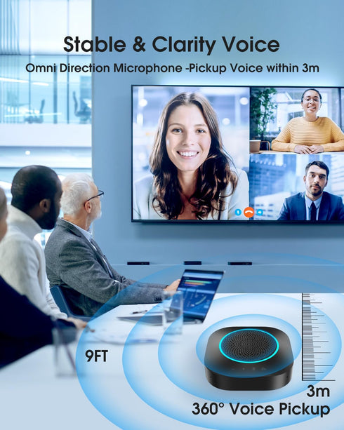 Veetop Conference Speaker and Microphone, Computer Speaker with Microphone, AI Noise Reduction, 4 Mics 360°Voice Pickup, Conference Room Microphon...