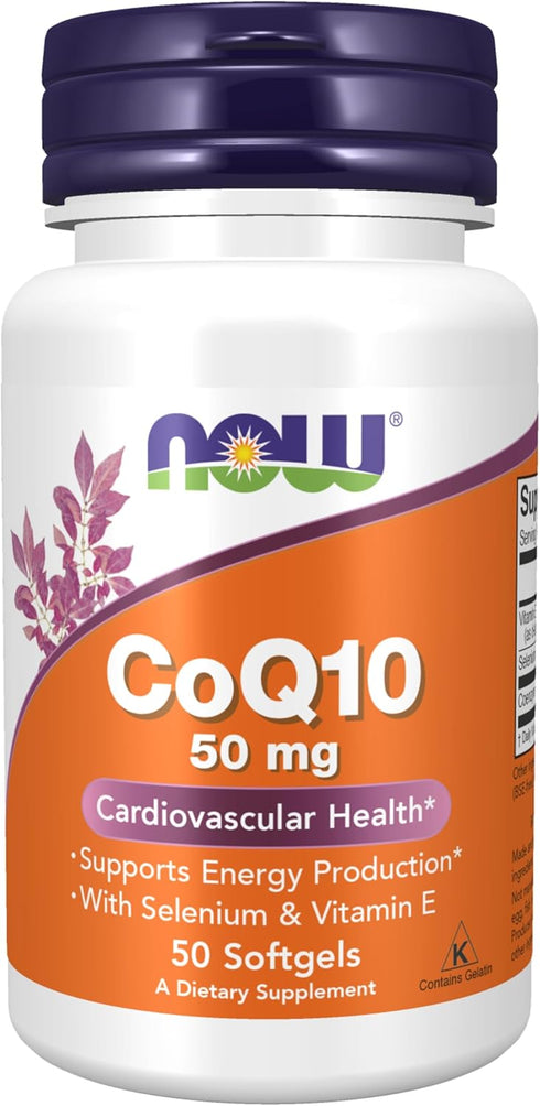 NOW Supplements, CoQ10 50 mg, Pharmaceutical Grade, All-Trans Form produced by Fermentation, 50 Softgels...