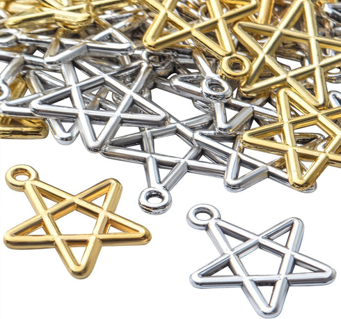 BronaGrand 100pcs Star Pentagram Charms Pendant Alloy Pentacle Charm Celestial Charms for DIY Bracelets Necklace Jewelry Making Craft Supplies...