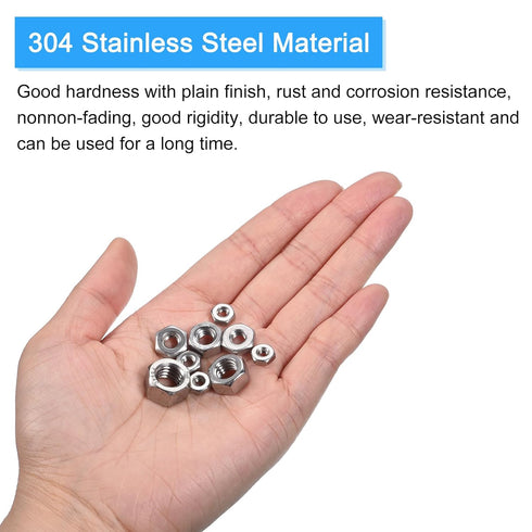 Hex Nuts Assortment Kit (1/2"-13 Hex Nuts with 1/2 Flat Washers & Split Lock Washers) 30Pcs, 304 Stainless Steel Hexagon Nut Hardware Kit...