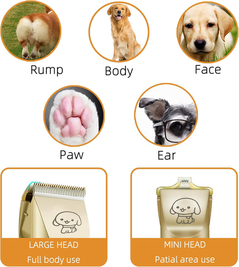 2 in 1 Pet Paw Hair Trimmer for Medium and Large Dogs Electric Multi Cat Hair Clipper for Thick Coat Cordless Puppy Grooming Clippers Rechargeable...