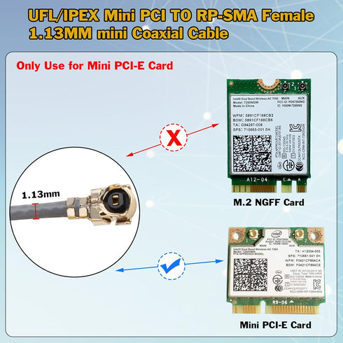 U.FL IPEX Cable 6inch 3Pack UFL IPX IPEX to SMA Male Extension Cable 1.13mm WiFi Pigtail Cable for Bluetooth Antenna WiFi & WiMax Network Card Min...