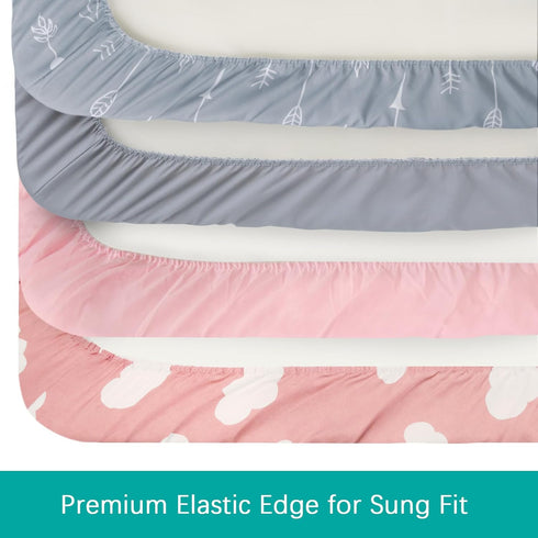 Changing Pad Cover Girl, Diaper Changing Pad Covers 4 Pack, Fitted Baby Changing Table Sheets for 32''×16'' Change Table Pad, Cradle & Bassinet Sh...