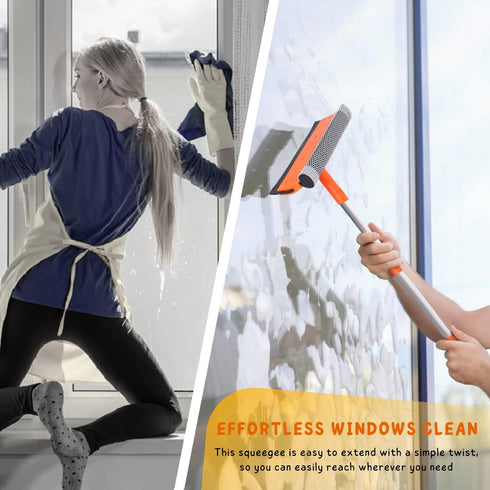 Window Squeegee for Home, Window Cleaner Tool with Extension Pole 20''-30'', Window Washer for Shower, Car Windshield, Mirror, Glass Cleaning...