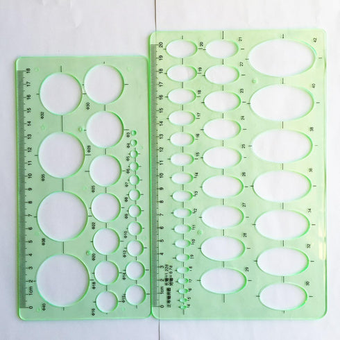 XYBAGS 2PCS Professional Quality Circle and Oval Template Measuring Templates Ruler for Office/Creative Studio/Personal Drawing/Drafting...
