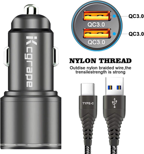 USB Car Charger,36W Dual Quick Charge 3.0 Car Adapter for Moto G Power/G Stylus 2022 2020 2021,G Fast/G Play/G100/G Pure,Edge Plus,Motorola One 5G...