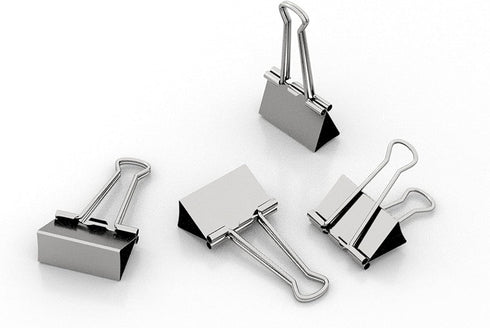Efficient Office Organization with 12-Piece Silver Tone Binder Clips Set: 1-Inch Metal Clips in a Stylish Magnetic Round Tin Box with See-Thru Cov...