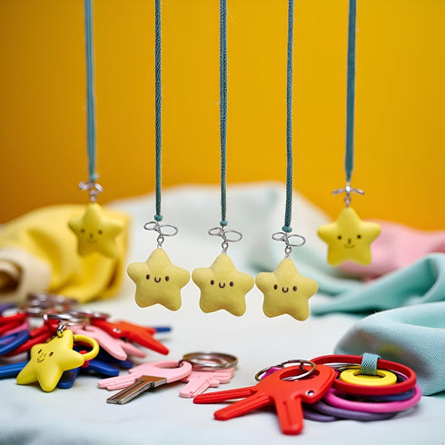 3 Pcs Yellow Plush Star Car Keychain Backpack Accessories Doll Pendant Heart Healing in Addition to Serving as a Keychain, for Backpack, Plush Wom...