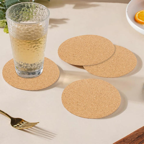 130 Pcs Cork Coasters, SPOKKI 3.5“ Self-Adhesive Cork Sheets Cork Board for DIY Coasters with Strong Adhesive-Backe, DIY Crafts Thin Drinks Cork C...