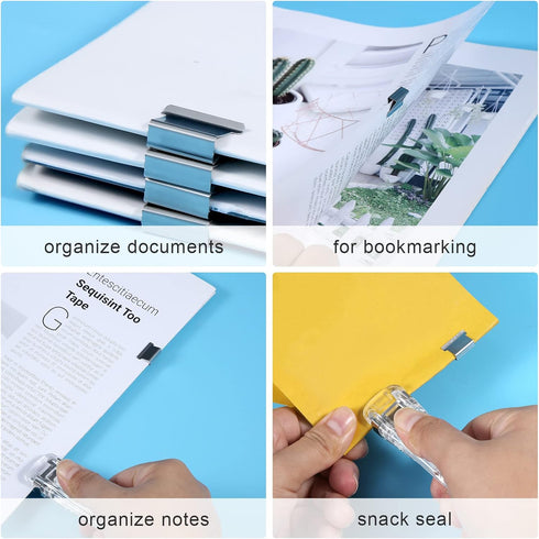 Stainless Steel Metal Refill Clips Dispenser, Mini Reusable Binder Pack Clamp, 1 Pack Push Stapler with 50pcs Binder Clips Silver 50pcs Colorful P...