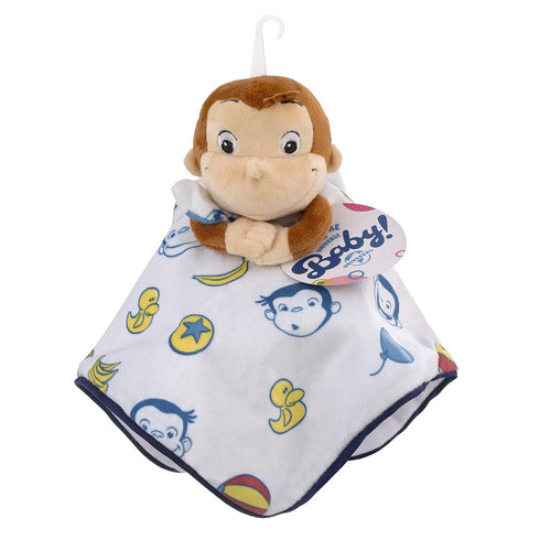 Welcome to The Universe Baby Curious George White, Blue, Red, Yellow and Brown Plush Security Baby Blanket...