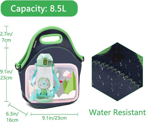 VASCHY Lunch Bag for Kids, Insulated Neoprene Lightweight Lunch Box Bag for Children Boys and Girls School Daycare Kindergarten Dinosaur...