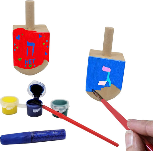 The Dreidel Company Hanukkah Wood Dreidels, Design Your Own Dreidel, DIY 1.5" Inch Unfinished Natural Wooden Chanukkah Dreidels (10-Pack)...