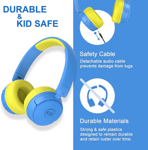 Contixo KB-5 Kids Headphones - Over The Ear Foldable Bluetooth Wireless Headphone for Kids - 85dB with Volume Limited - Toddler Headphones for Boy...