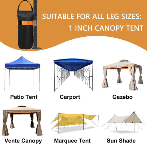 Canopy Weights Set Fits All Canopy Poles up to 1 inch Wide and Removal to Secure Tents, Canopies, and Umbrellas at Outdoor Events (Orange)...