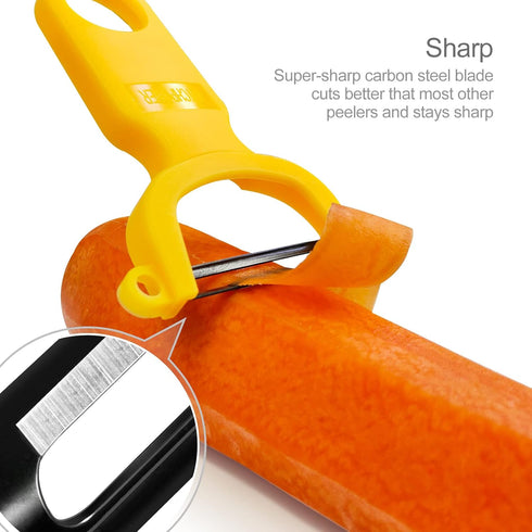 Original Vegetable Peeler Carbon Steel Blade 3-Pack Red/Green/Yellow...