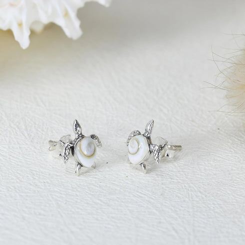 AeraVida Nautical Mother Earth Sea Turtle Shiva Swirl Shell .925 Sterling Silver Post Earrings | Casual Sterling Silver Post Earring for Women | J...