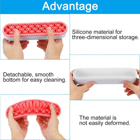 PATIKIL Diamond Painted Pen Holder, 2 Pack Silicone Makeup Brush Holder Multi-Purpose Cosmetic Storage Box Desktop Organizer for Art Craft, Grey...