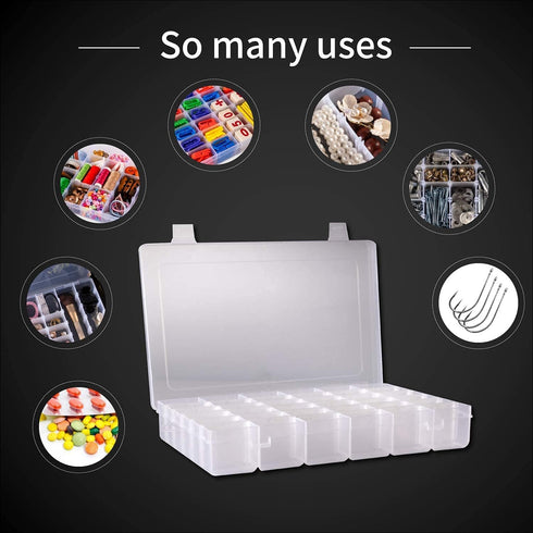 Clear Plastic Organizer Box,Component Storage Box,24 Grids Fixed Storage Container Jewelry Box for Beads Art DIY Crafts Jewelry Fishing Tackles 7....