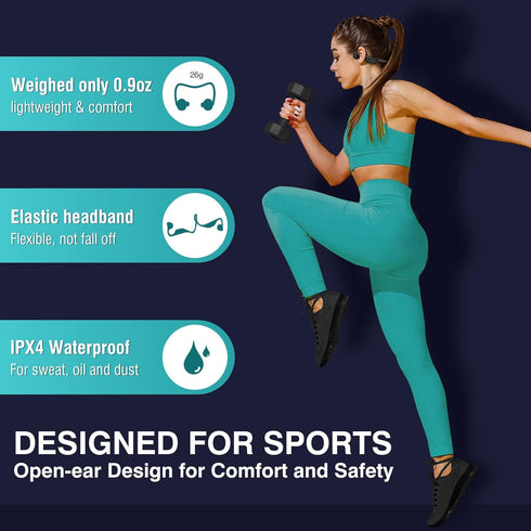 Bone Conduction Headphones, 2023 Upgraded Open-Ear Wireless Bluetooth Sports Headphones with Mic, 10Hr Playtime, Bluetooth 5.2 Wireless Earphones ...